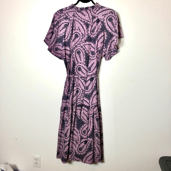 NWT Ichi Harva Shirt Dress Size Large Lavender Navy Print - Picture 2 of 7